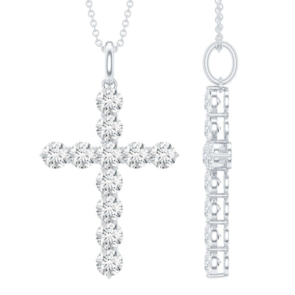 Certified Round Moissanite Cross Pendant Necklace