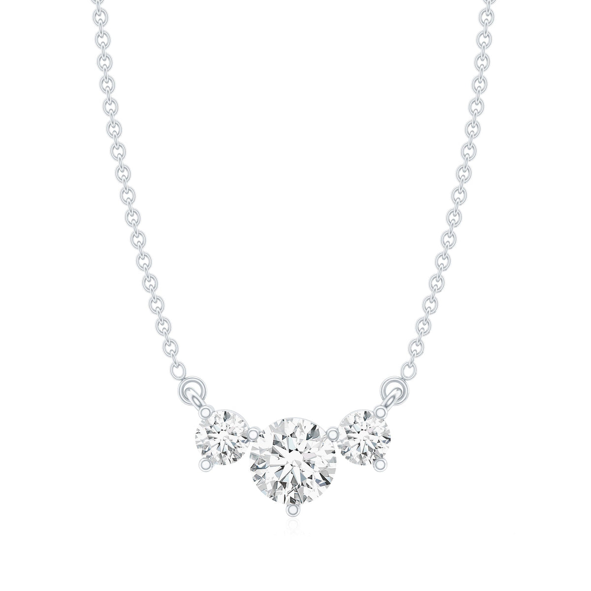 Certified Moissanite Three Stone Stackable Necklace