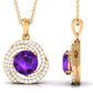 Colgante de Amatista Natural y Diamantes en Espiral con Collar