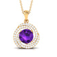 Colgante de Amatista Natural y Diamantes en Espiral con Collar