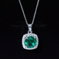 3.5 Carat Round Cut Lab Created Emerald and Diamond Bridal Necklace
