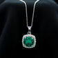3.5 Carat Round Cut Lab Created Emerald and Diamond Bridal Necklace