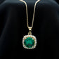3.5 Carat Round Cut Lab Created Emerald and Diamond Bridal Necklace