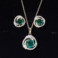 Lab Created Emerald Swirl Necklace and Earrings Set With Moissanite