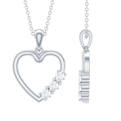 Simple Moissanite Open Heart Pendant Necklace