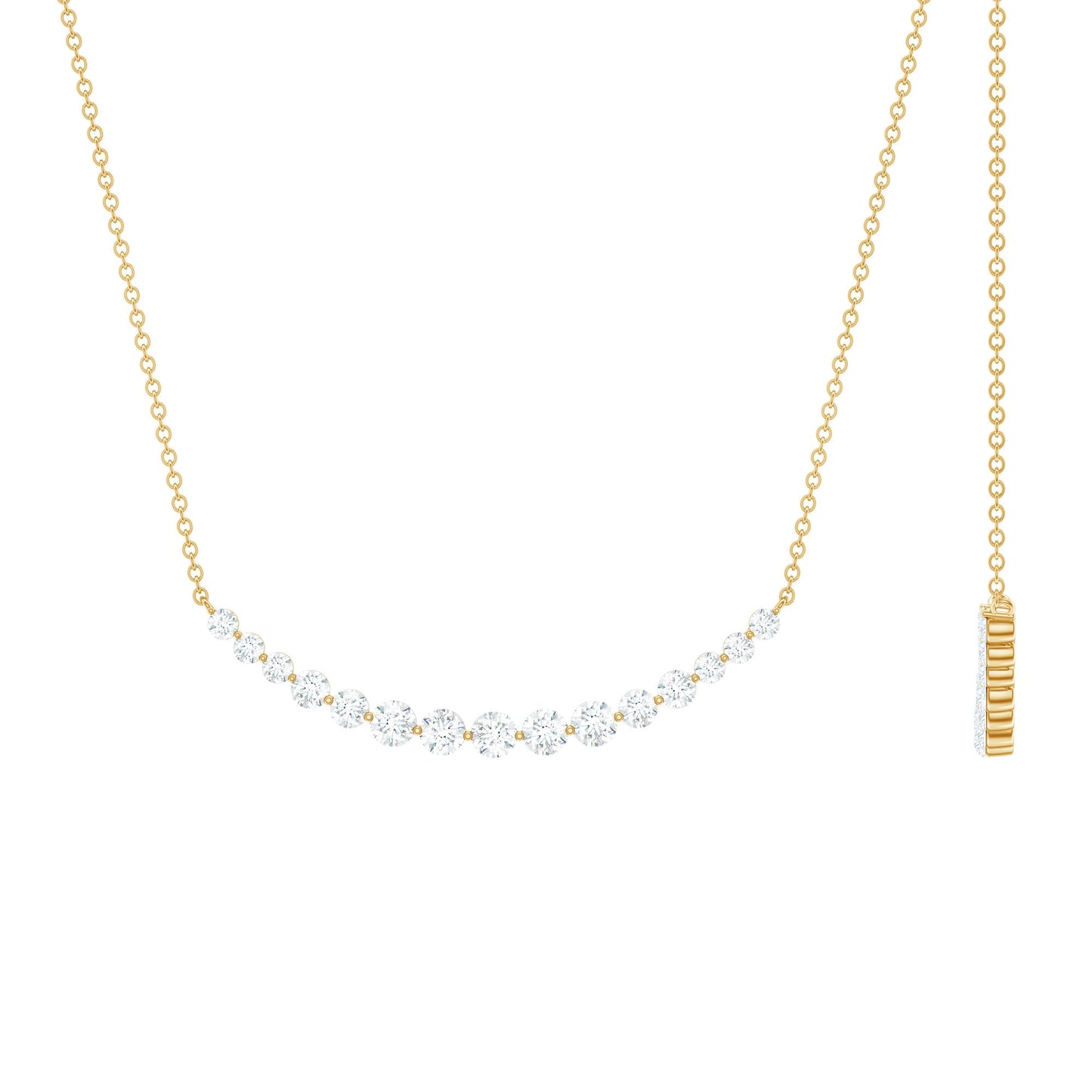Collar de barra curva de moissanita para mujer
