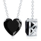 2 Carat Heart Shape Black Spinel Solitaire Necklace in Double Prong Setting