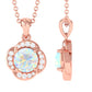 0.8 Carat Round Shape Ethiopian Opal and Diamond Flower Necklace