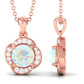 0.8 Carat Round Shape Ethiopian Opal and Diamond Flower Necklace