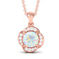 0.8 Carat Round Shape Ethiopian Opal and Diamond Flower Necklace