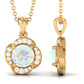 0.8 Carat Round Shape Ethiopian Opal and Diamond Flower Necklace