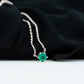 5MM Round Cut Solitaire Emerald Necklace in 6 Prong Setting