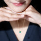 5MM Round Cut Solitaire Emerald Necklace in 6 Prong Setting