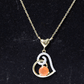 0.75 Carat Round Fire Opal and Diamond Heart Pendant Necklace