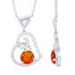 0.75 Carat Round Fire Opal and Diamond Heart Pendant Necklace