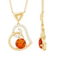 0.75 Carat Round Fire Opal and Diamond Heart Pendant Necklace