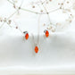 Genuine Marquise Cut Fire Opal Solitaire Necklace and Earring Set