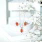 Genuine Marquise Cut Fire Opal Solitaire Necklace and Earring Set