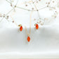 Genuine Marquise Cut Fire Opal Solitaire Necklace and Earring Set