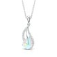 2 Carat Pear Shaped Ethiopian Opal and Diamond Leaf Pendant