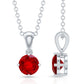Womens Lab Grown Ruby Solitaire Necklace with Chain