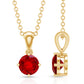 Womens Lab Grown Ruby Solitaire Necklace with Chain