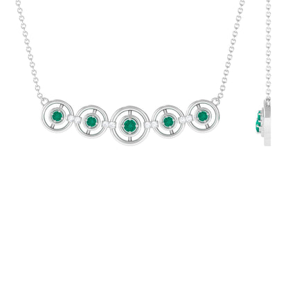 Contemporary Emerald Bar Necklace with Diamond