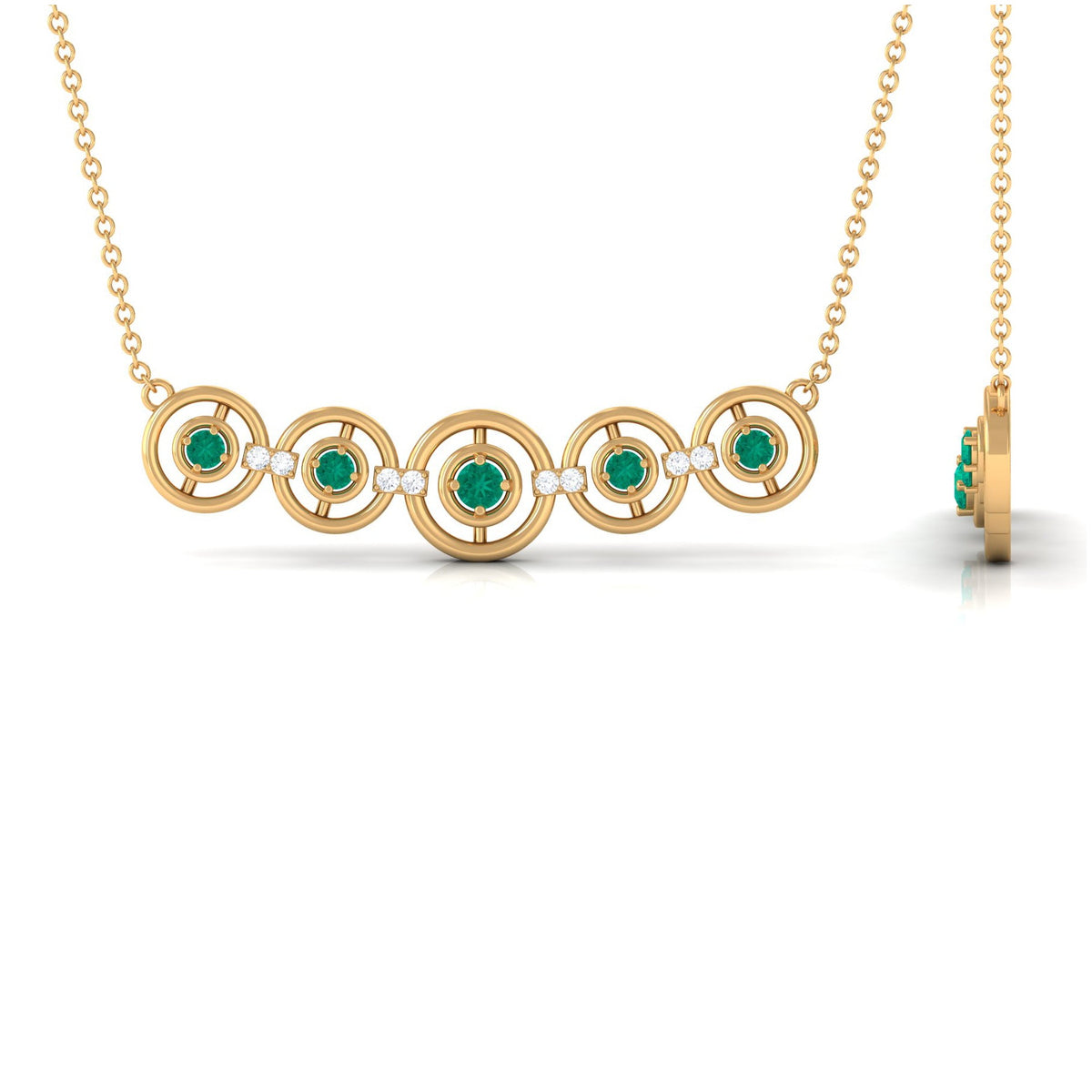 Contemporary Emerald Bar Necklace with Diamond