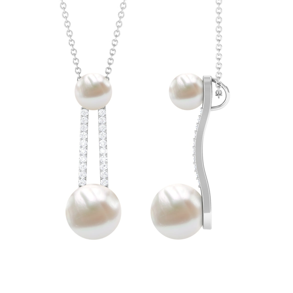 Colgante Colgante de Perla de Agua Dulce de Diseñador con Diamante