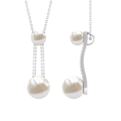 Colgante Colgante de Perla de Agua Dulce de Diseñador con Diamante