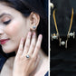 Genuine Black Tahitian Pearl Necklace and Earrings Set with Moissanite