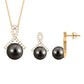 Solitaire Tahitian Pearl Pendant and Earrings Set with Diamond