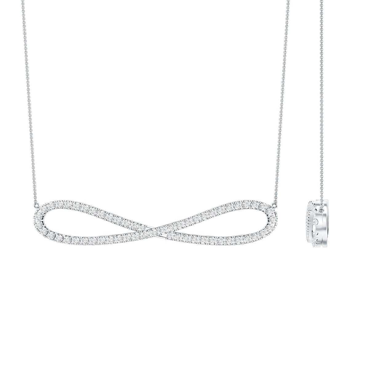 Pave Set Moissanite Infinity Necklace with Certificate