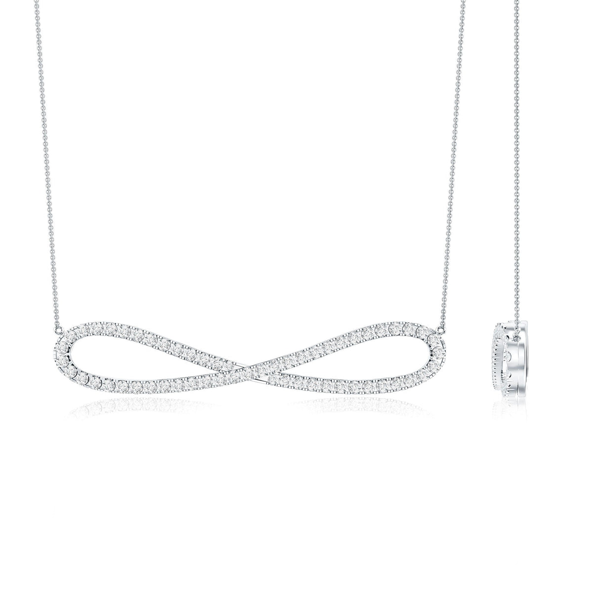 Pave Set Moissanite Infinity Necklace with Certificate