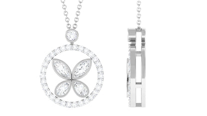 Certified Moissanite Butterfly Pendant Necklace For Her
