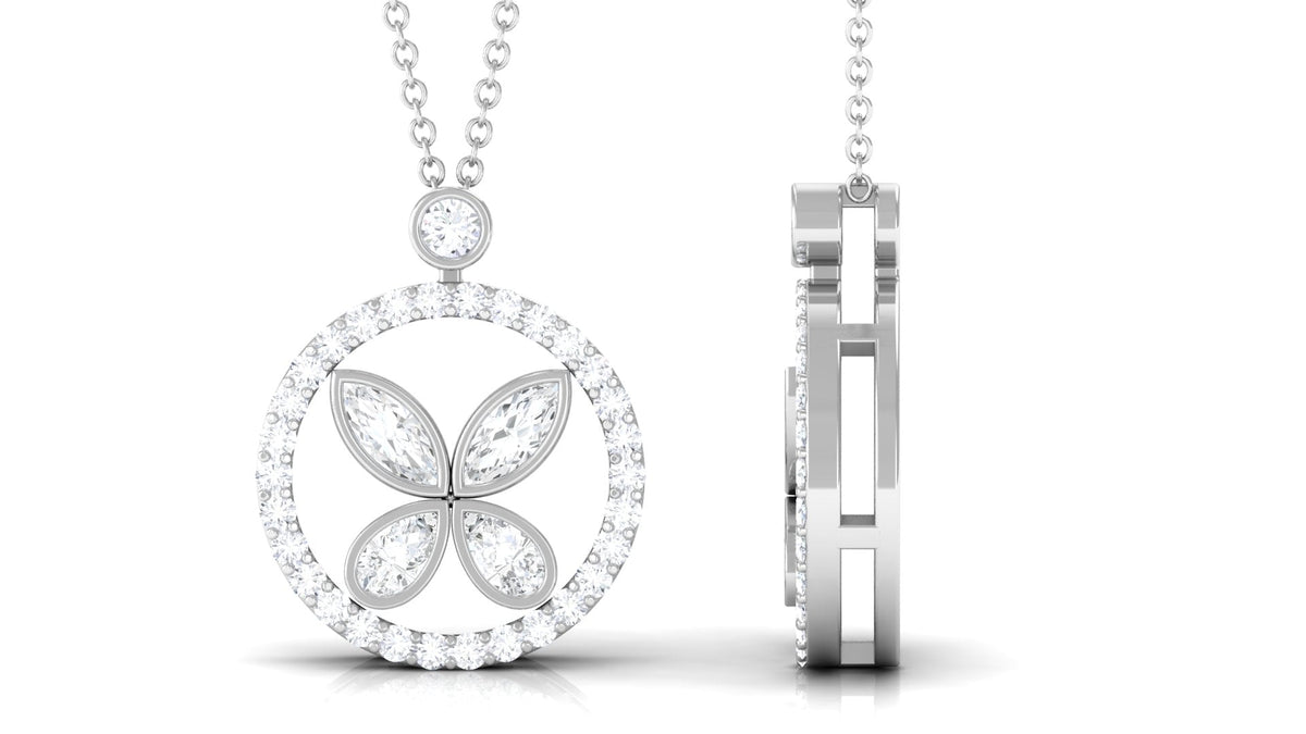 Certified Moissanite Butterfly Pendant Necklace For Her