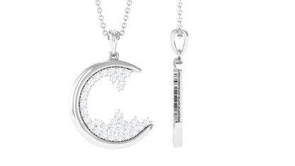 C Initial Necklace with Moissanite Cluster
