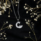 C Initial Necklace with Moissanite Cluster