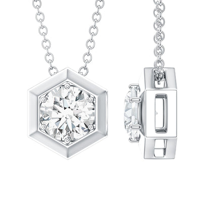 Certified Moissanite Solitaire Hexagonal Pendant