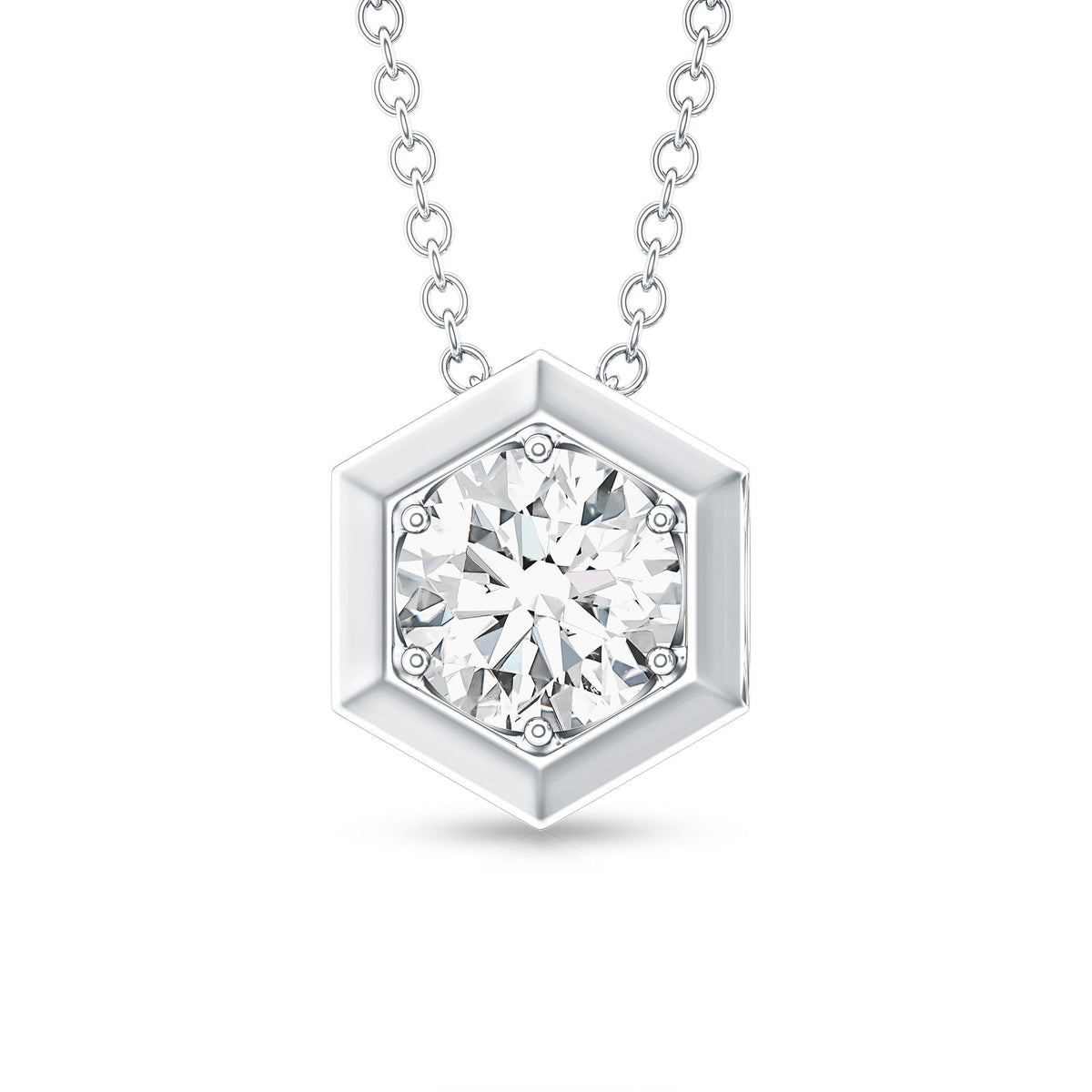 Certified Moissanite Solitaire Hexagonal Pendant