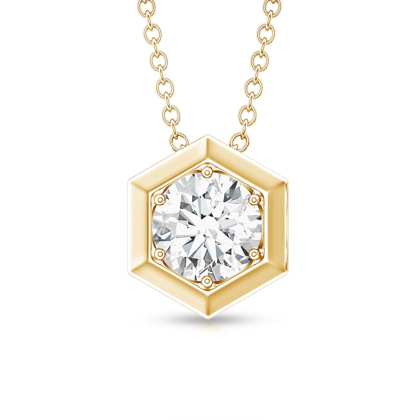Certified Moissanite Solitaire Hexagonal Pendant