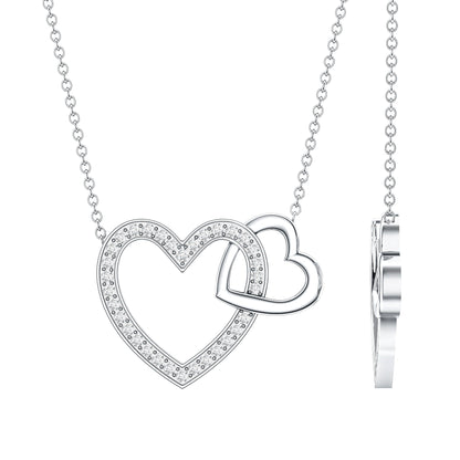 Certified Moissanite Double Heart Necklace for Women