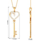 Certified Pave Set Moissanite Heart and Key Pendant for Women