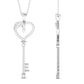 Certified Pave Set Moissanite Heart and Key Pendant for Women