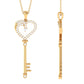 Certified Pave Set Moissanite Heart and Key Pendant for Women