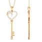 Certified Pave Set Moissanite Heart and Key Pendant for Women