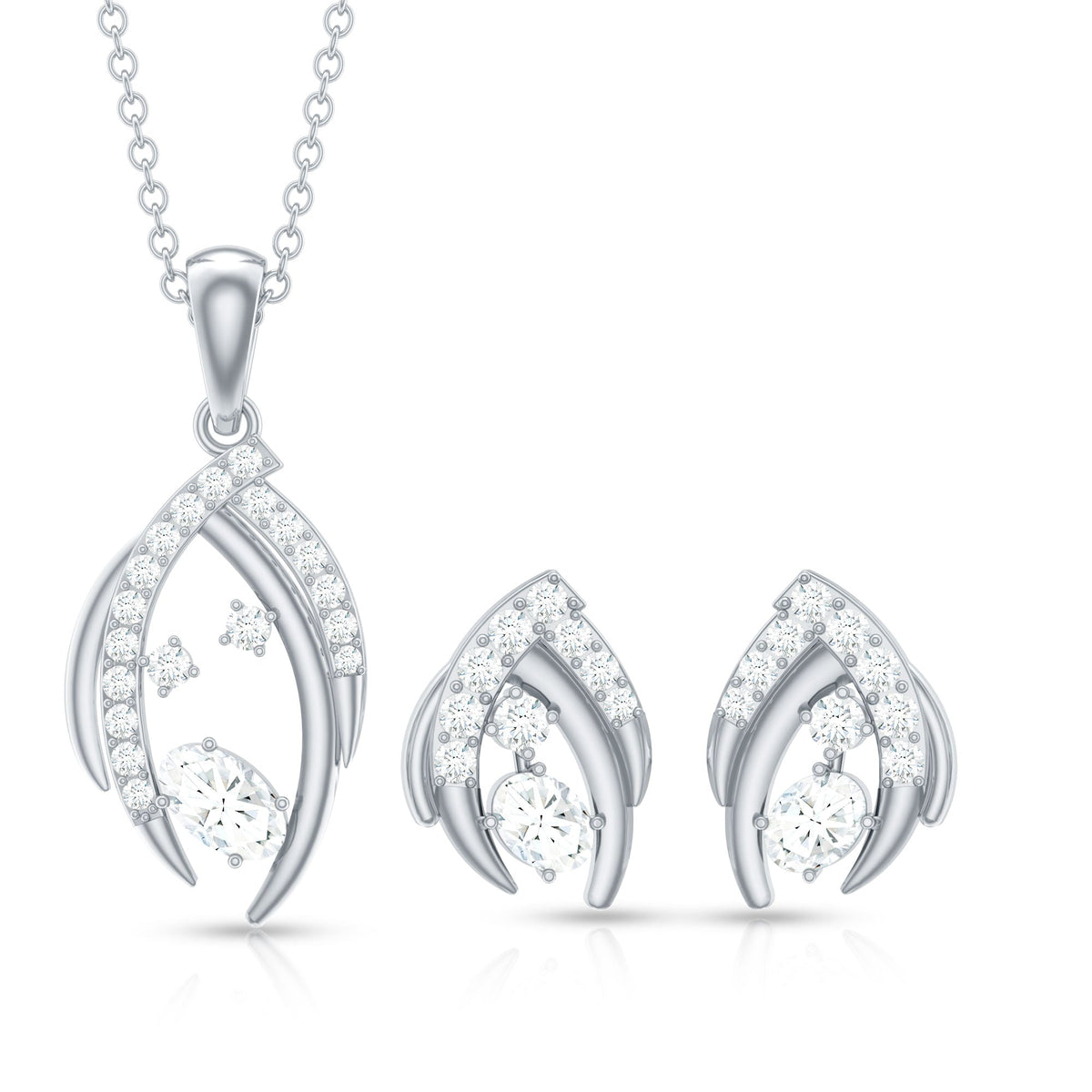 Conjunto de Colgante y Pendientes de Moissanita Certificada