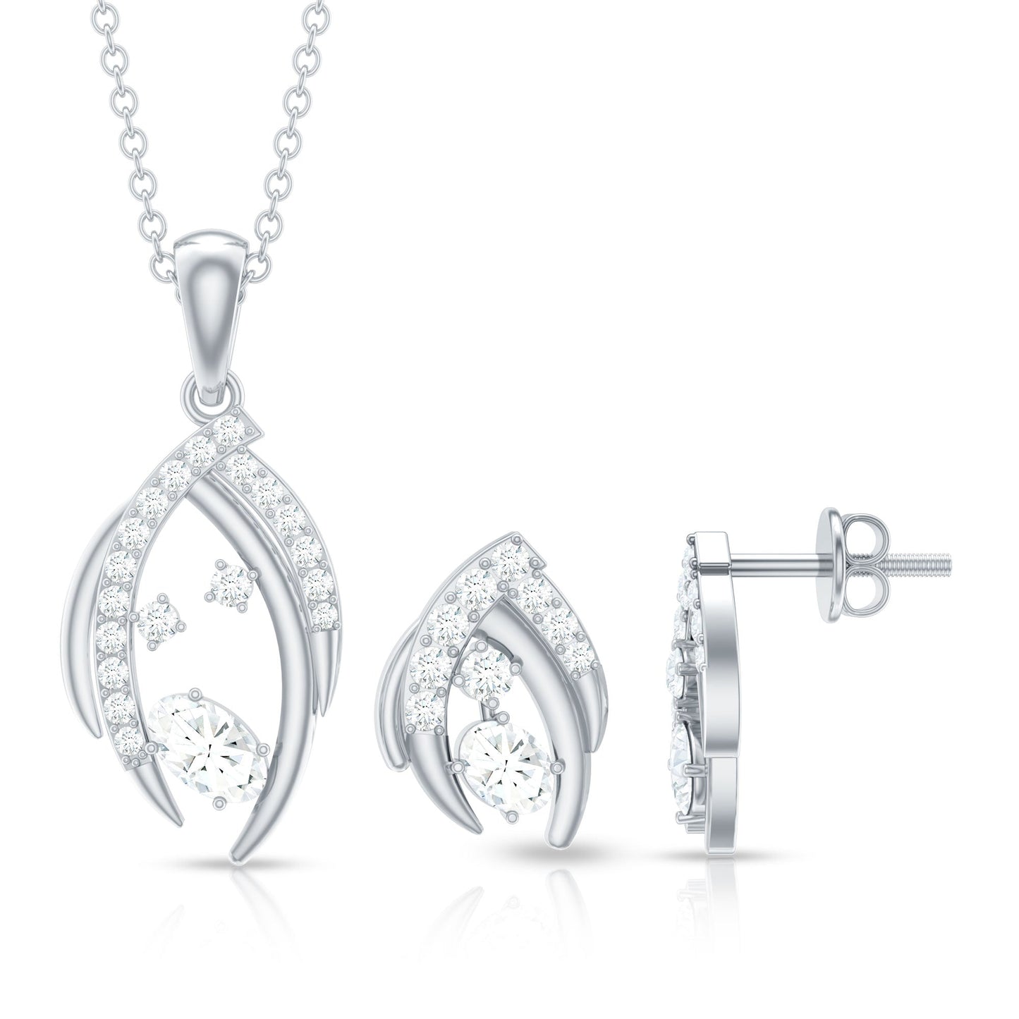 Conjunto de Colgante y Pendientes de Moissanita Certificada