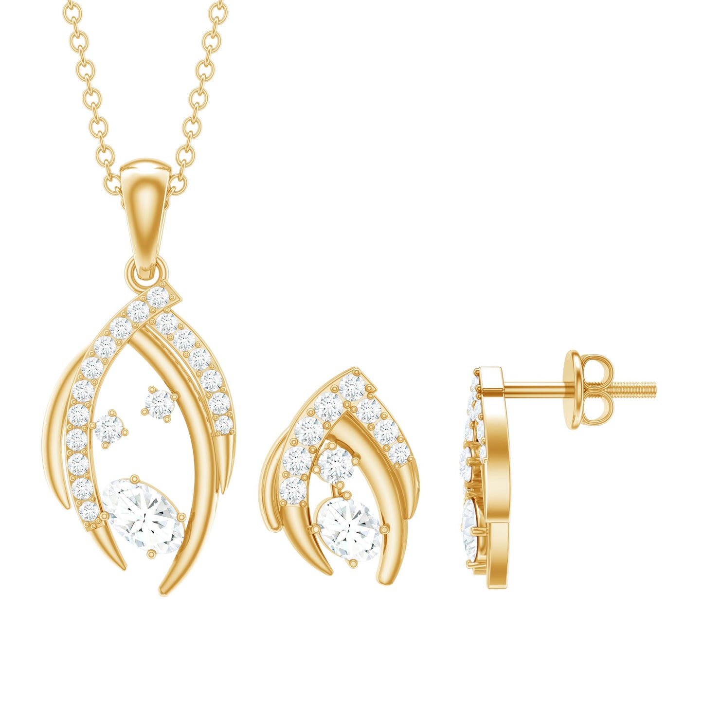 Conjunto de Colgante y Pendientes de Moissanita Certificada