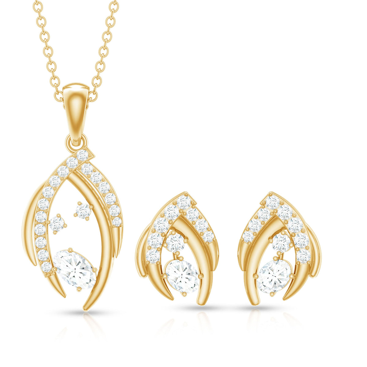 Conjunto de Colgante y Pendientes de Moissanita Certificada